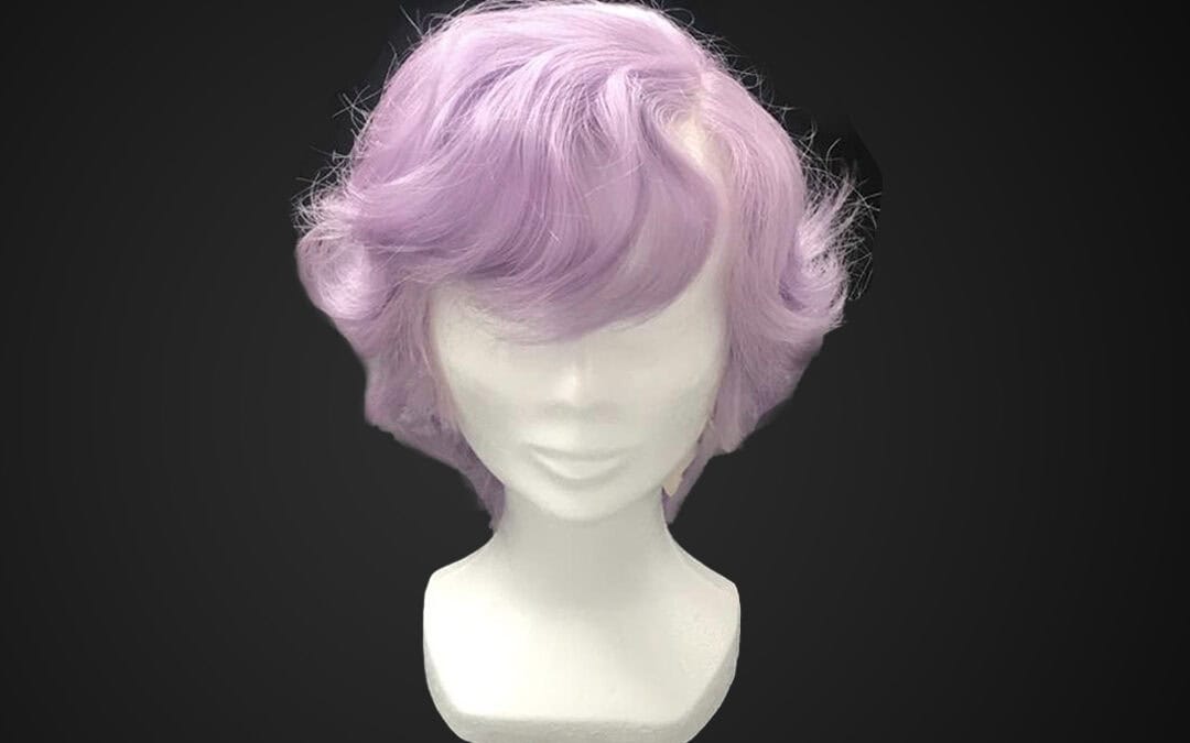 Parrucca viola ondulata